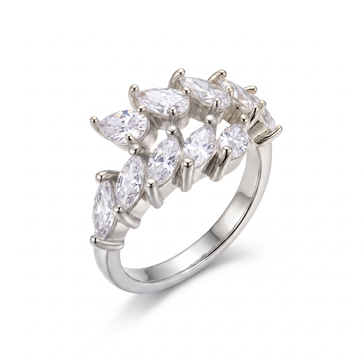 Vera Marquise Row Ring - White Gold
