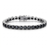 Black Tennis Bracelet - White Gold