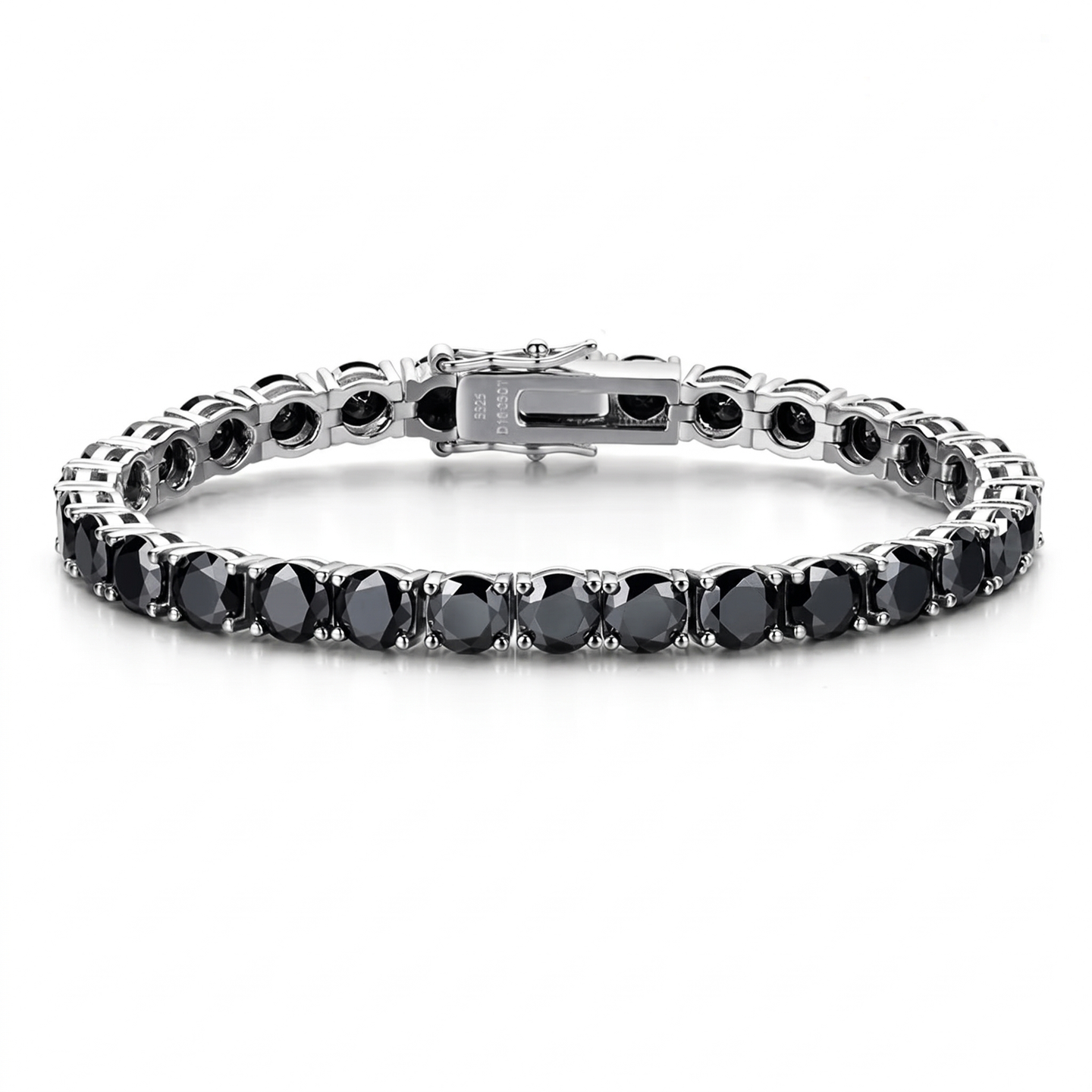 Black Tennis Bracelet - White Gold