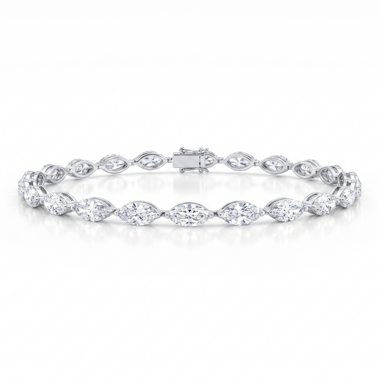 Marquise Station Bracelet - White Gold