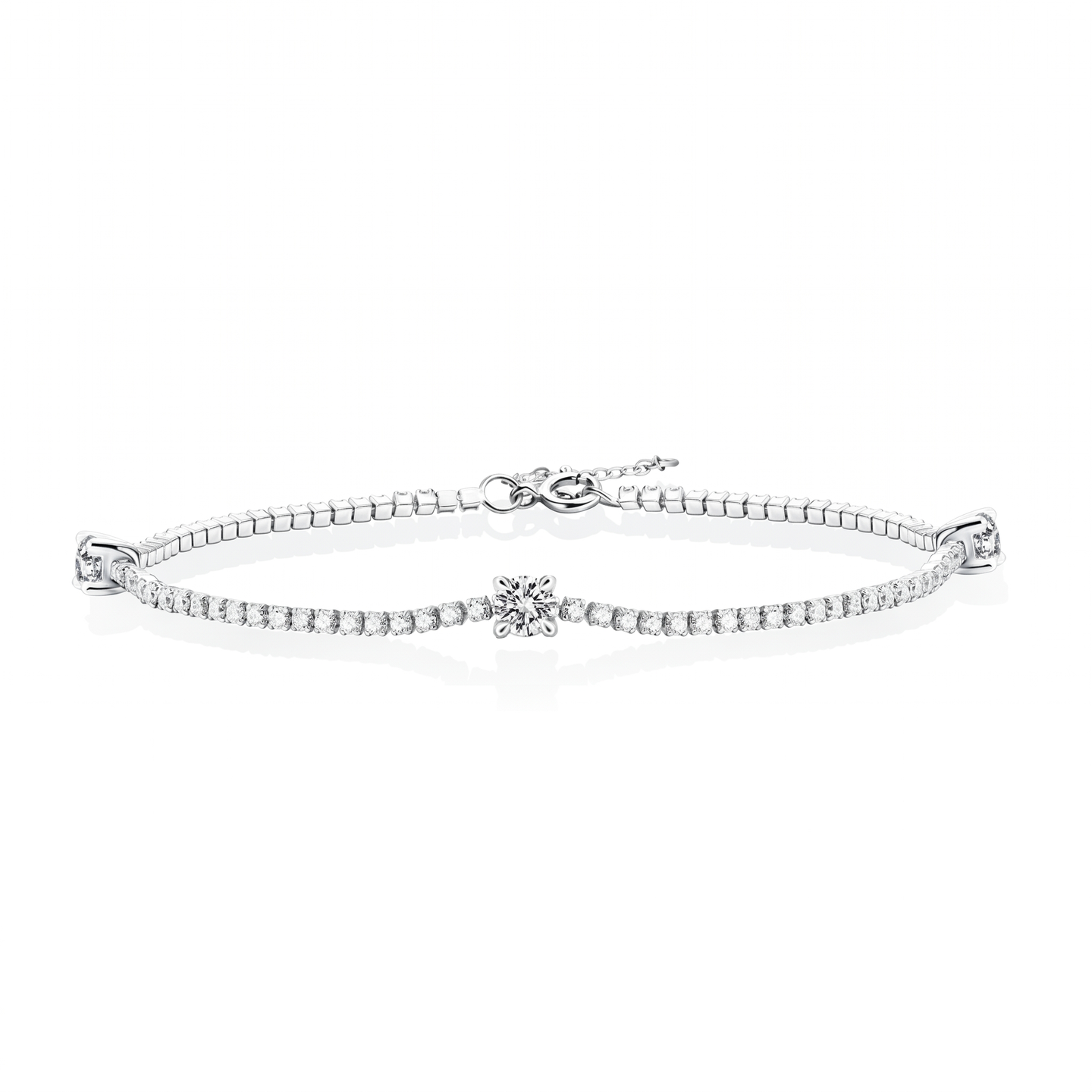 Solitaire-Station Tennis Bracelet - White Gold