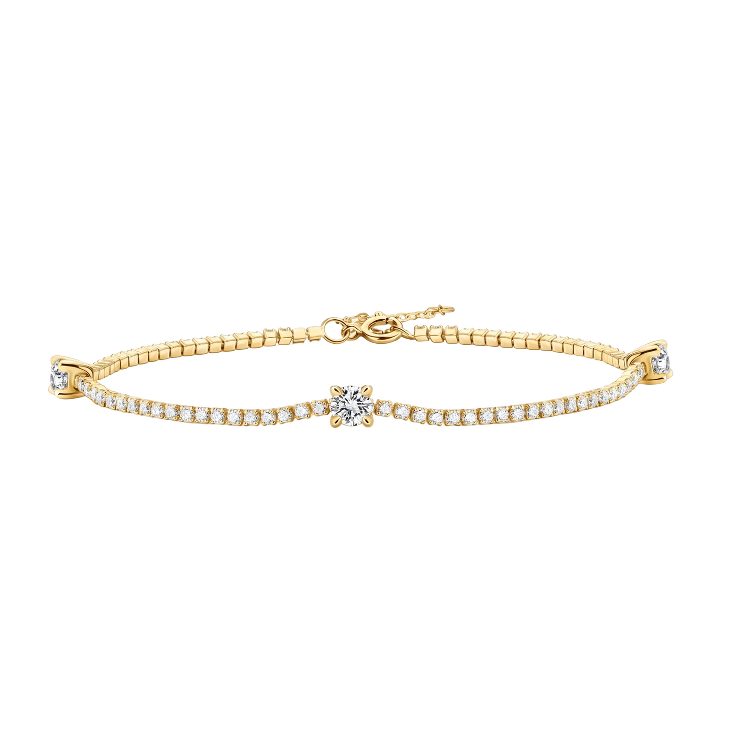 Solitaire-Station Tennis Bracelet - Gold