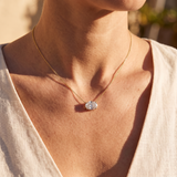 Oval Horizontal Pendant Necklace - Gold