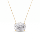 Oval Horizontal Pendant Necklace - Gold