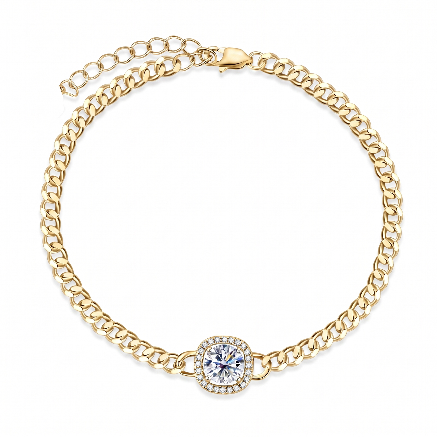 Halo curb-chain bracelet in gold