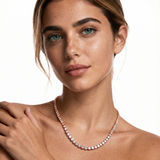Aria Tennis Necklace 5MM rose gold on model
