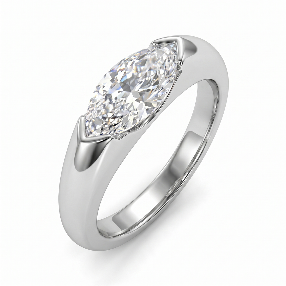 Muse Marquise Moissanite Ring - White Gold