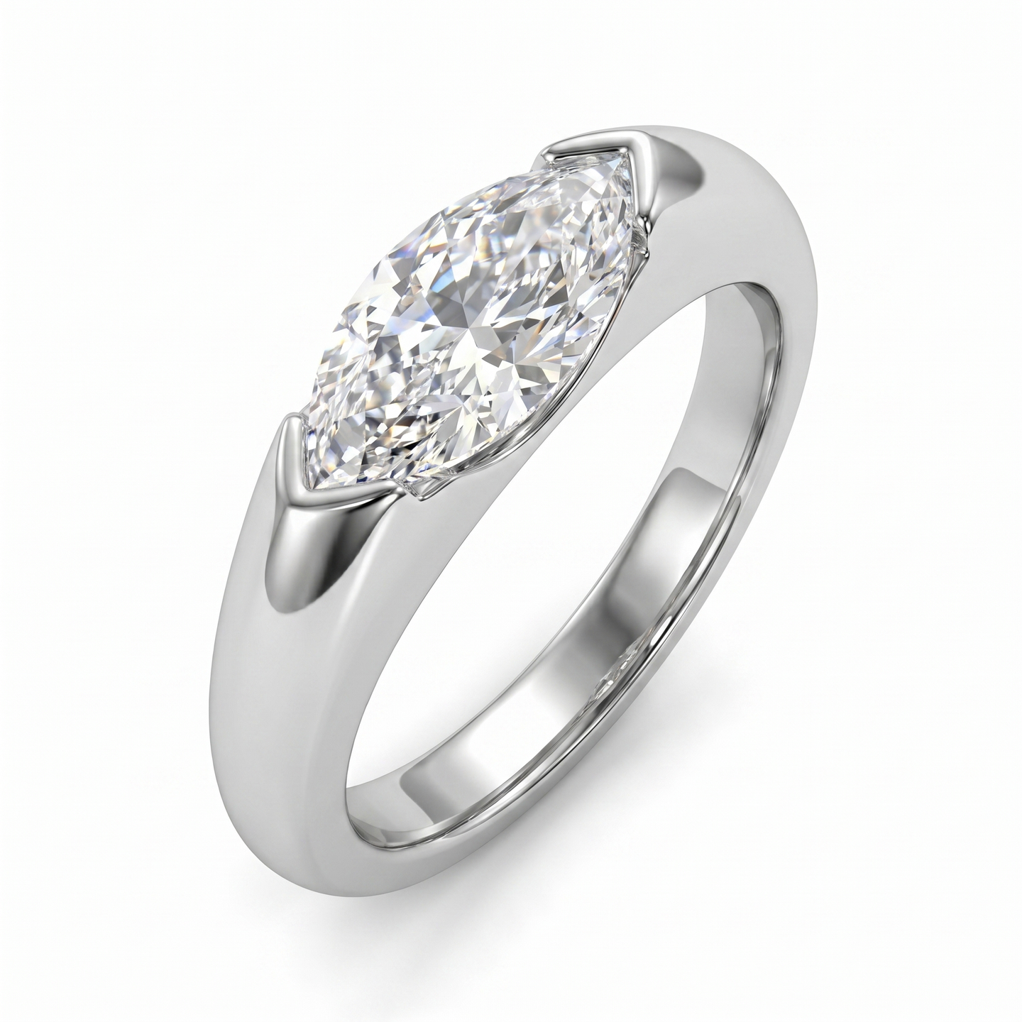 Muse Marquise Moissanite Ring - White Gold