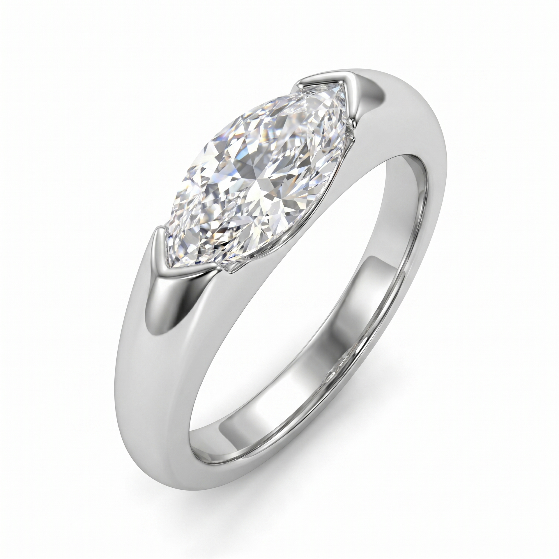Muse Marquise Moissanite Ring - White Gold