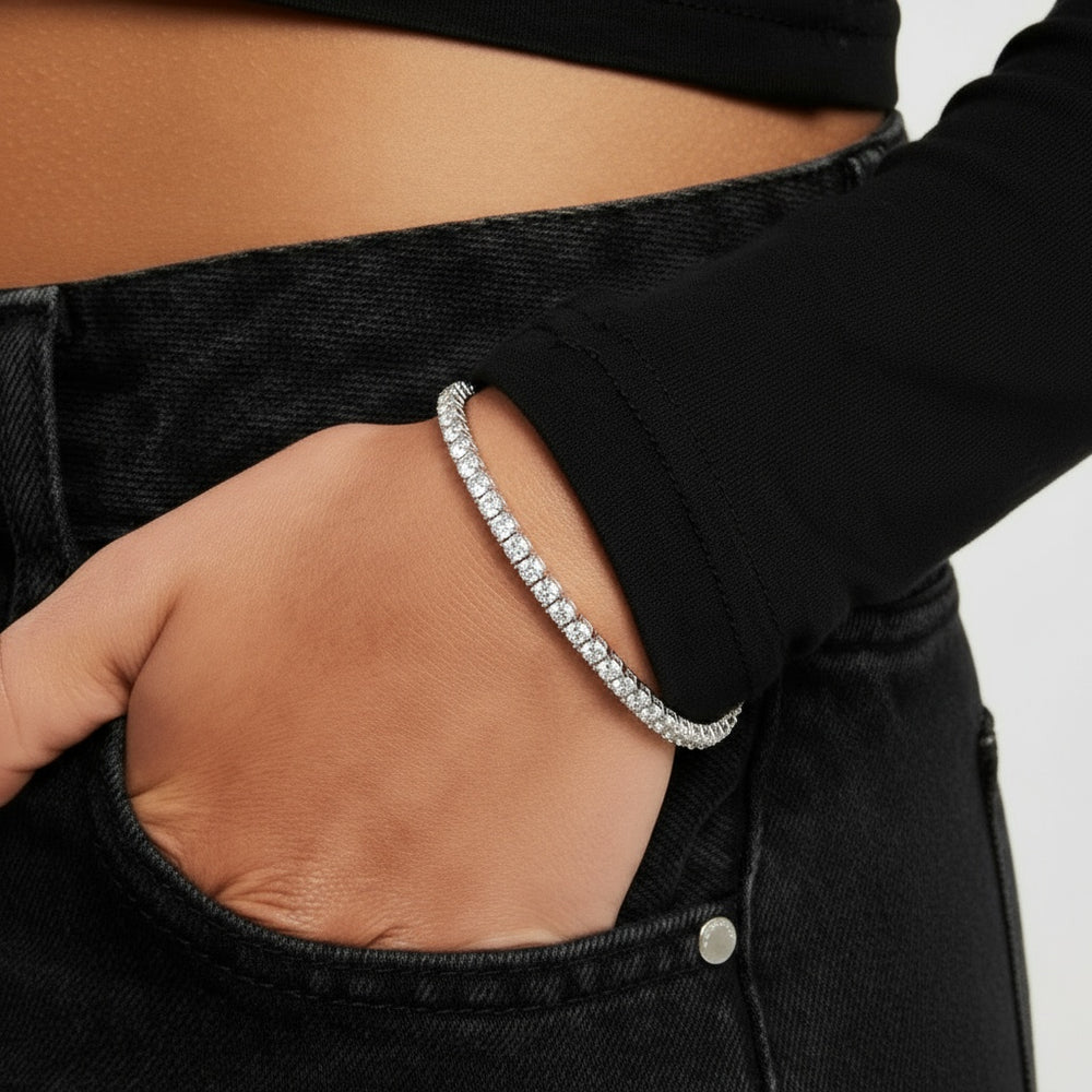 צמיד טניס Aura 3 מ"מ - זהב לבן