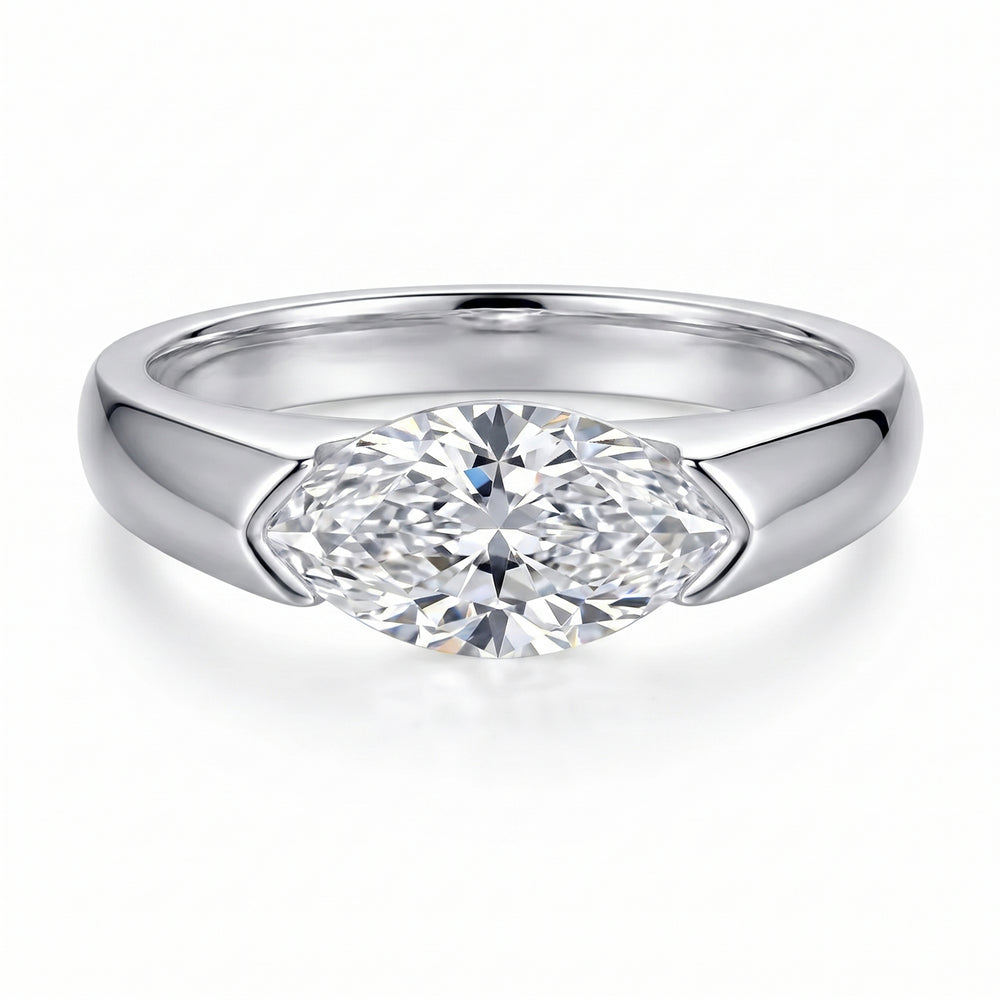 Muse Marquise Moissanite Ring - White Gold
