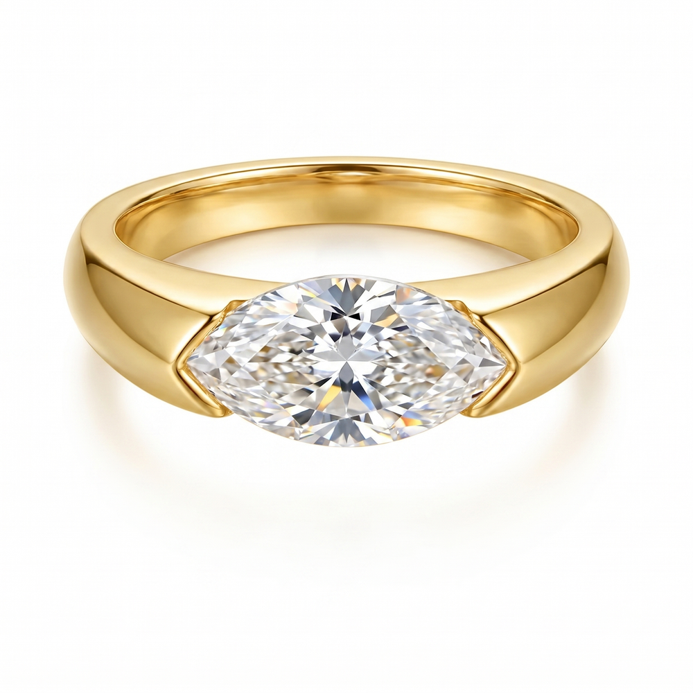 Muse Marquise Moissanite Ring - Gold
