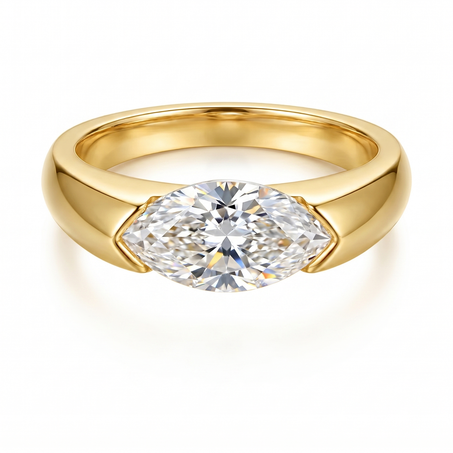 Muse Marquise Moissanite Ring - Gold