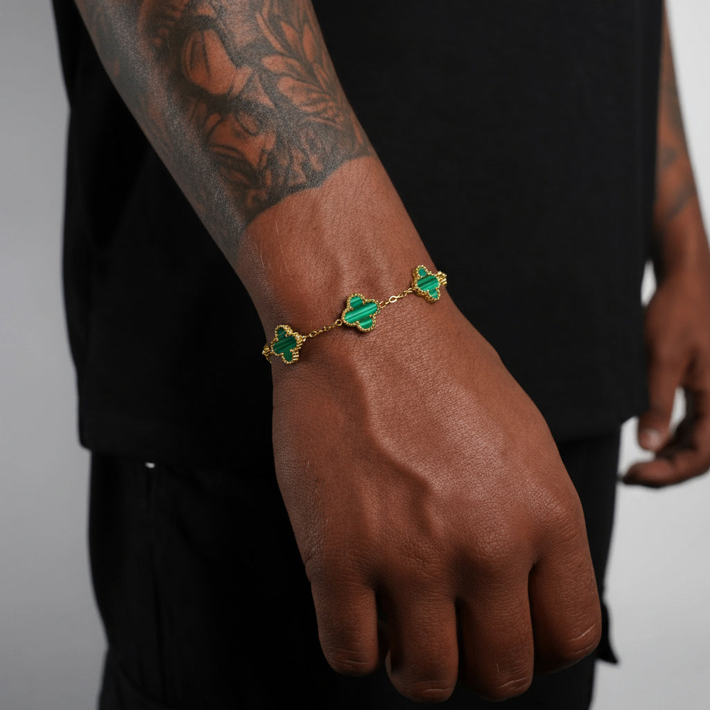 Clover Bracelet Gold – Malachite