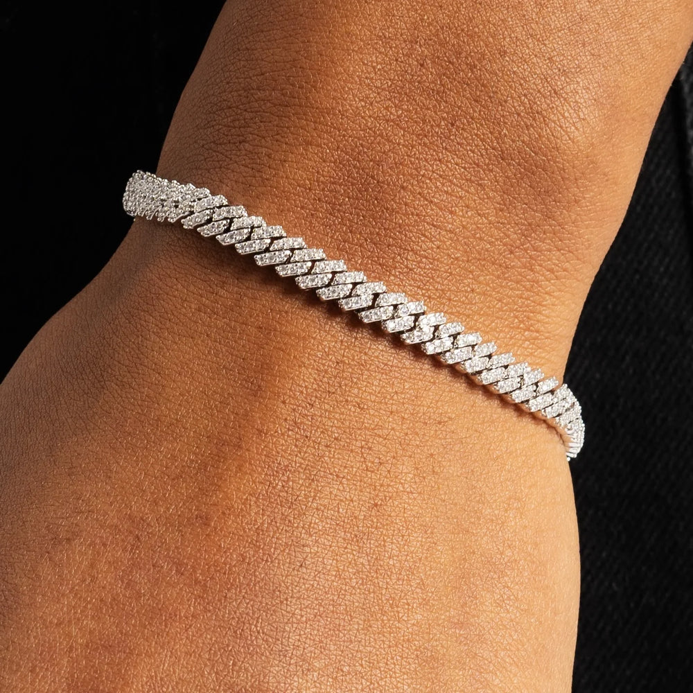 Moissanite Cuban Bracelet 5MM - White Gold