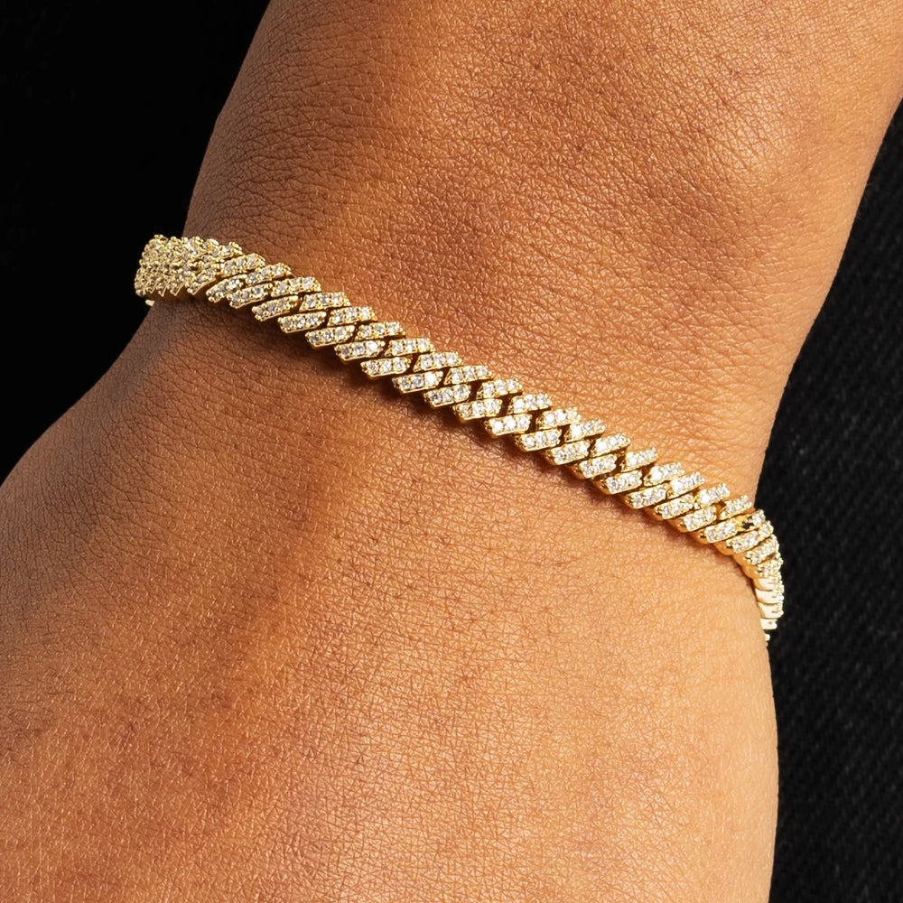 Moissanite Cuban Bracelet 5MM - Gold