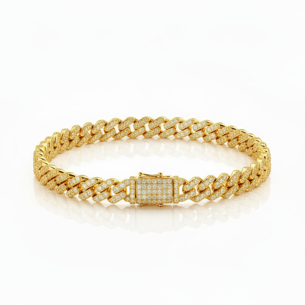 Moissanite Cuban Bracelet 5MM - Gold