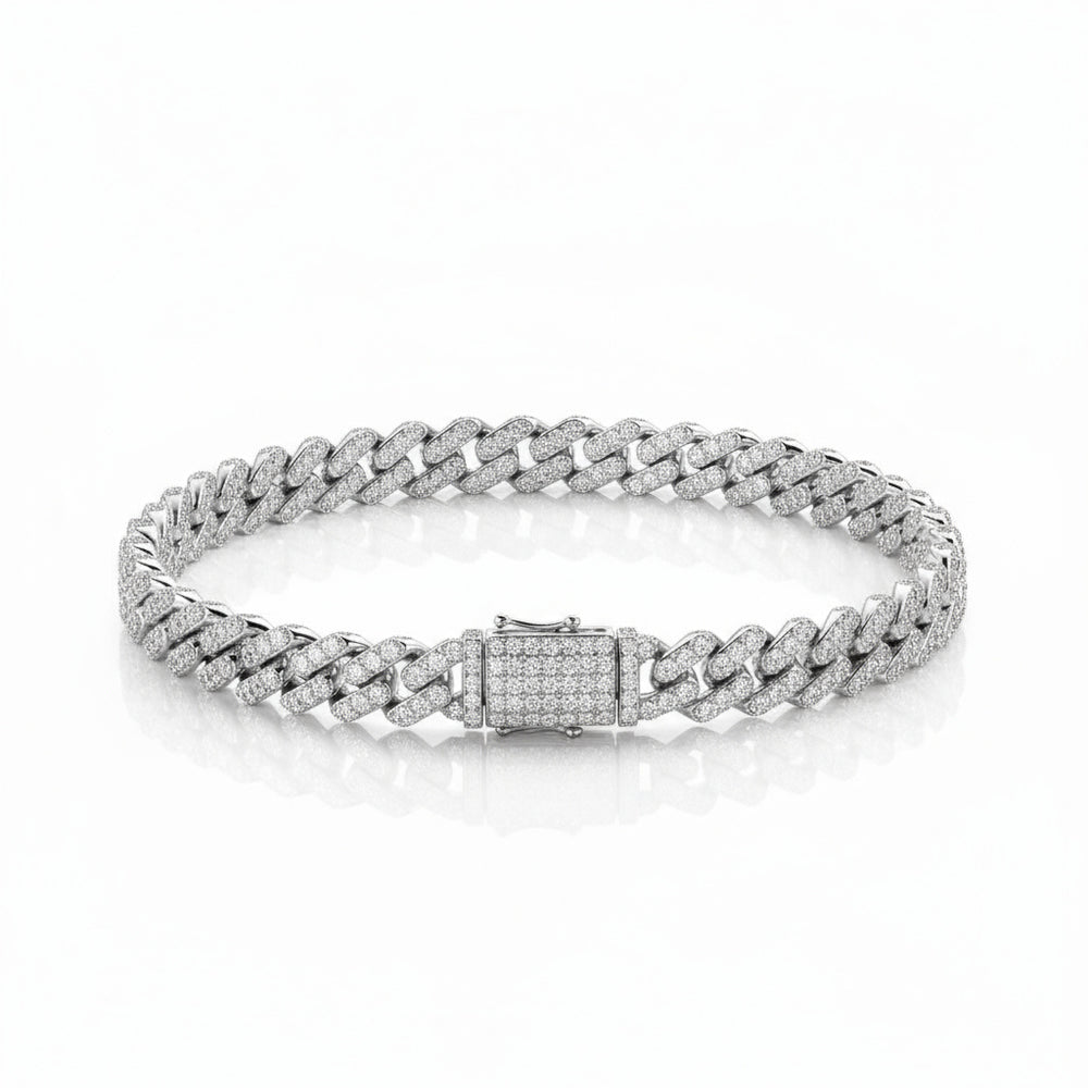 Moissanite Cuban Bracelet 5MM - White Gold