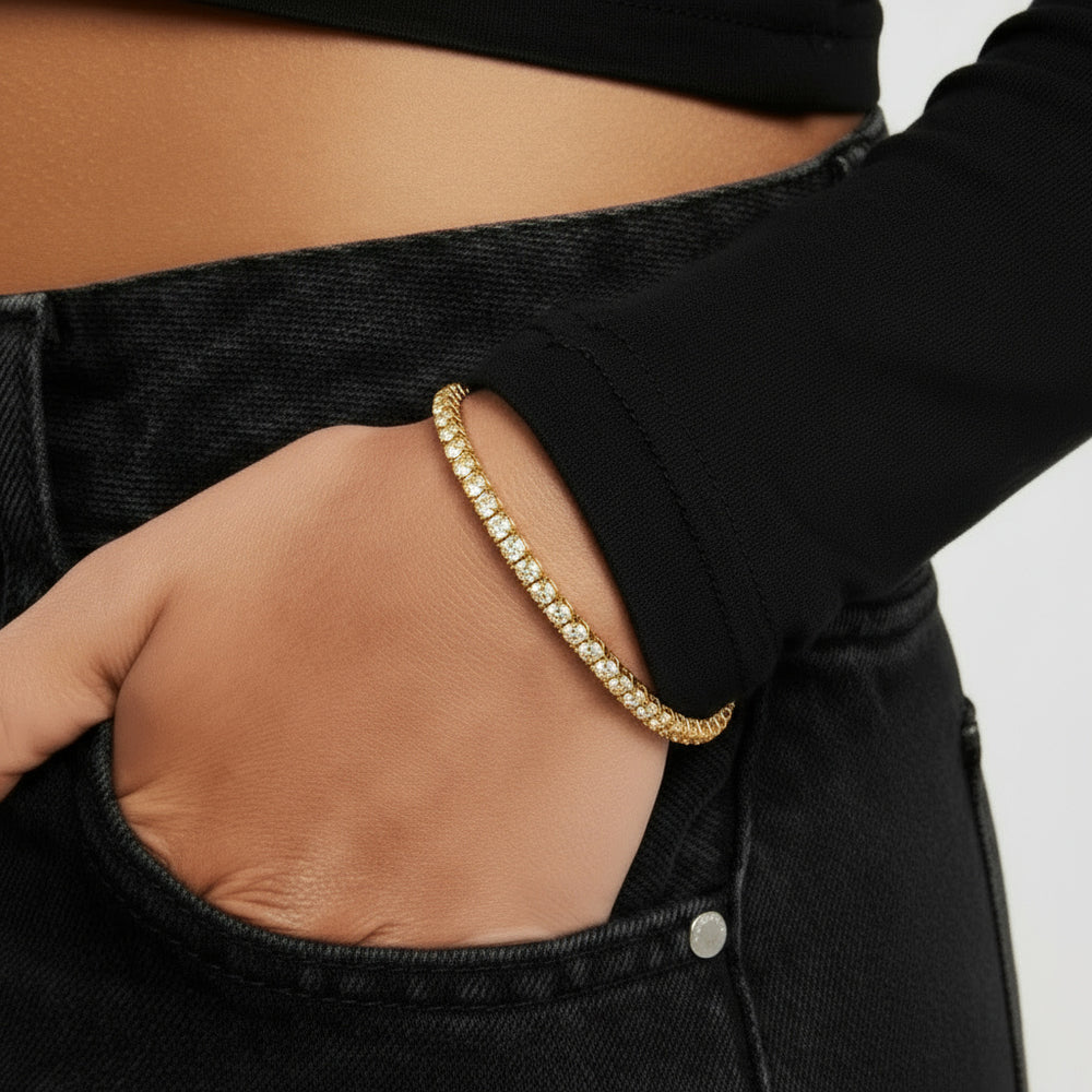 צמיד טניס Aura 3 מ"מ - זהב