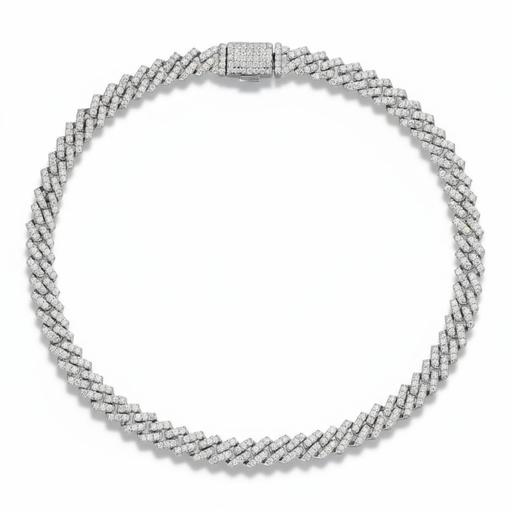 Moissanite Cuban Bracelet 5MM - White Gold