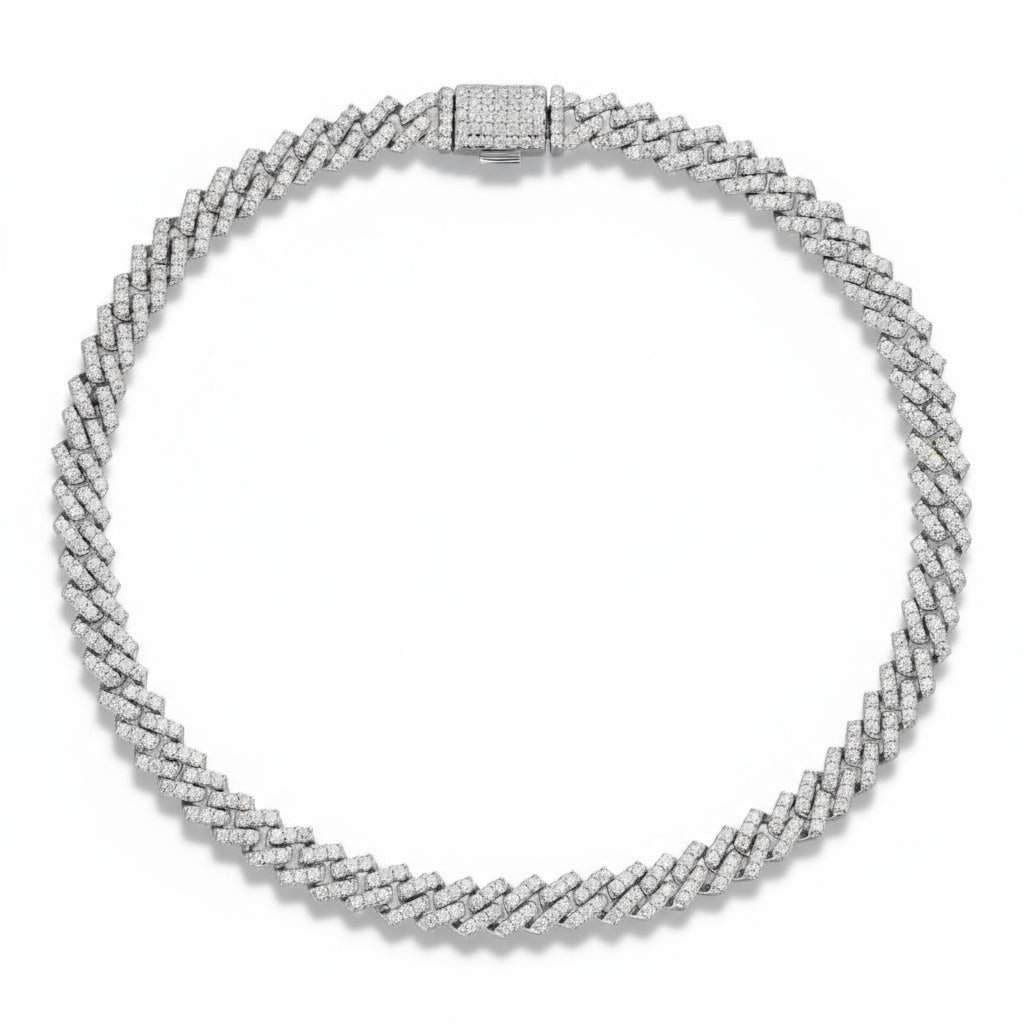 Moissanite Cuban Bracelet 5MM - White Gold