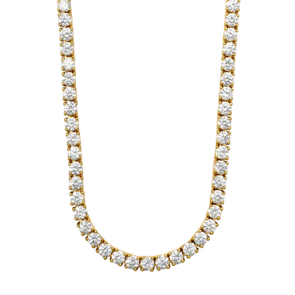 Gold necklace with diamonds on a white background