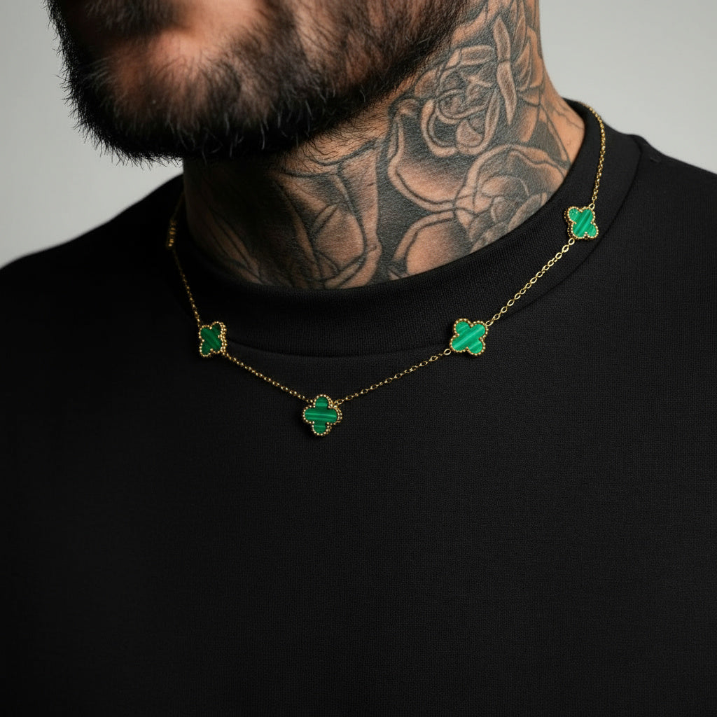 Clover Necklace Gold – Malachite