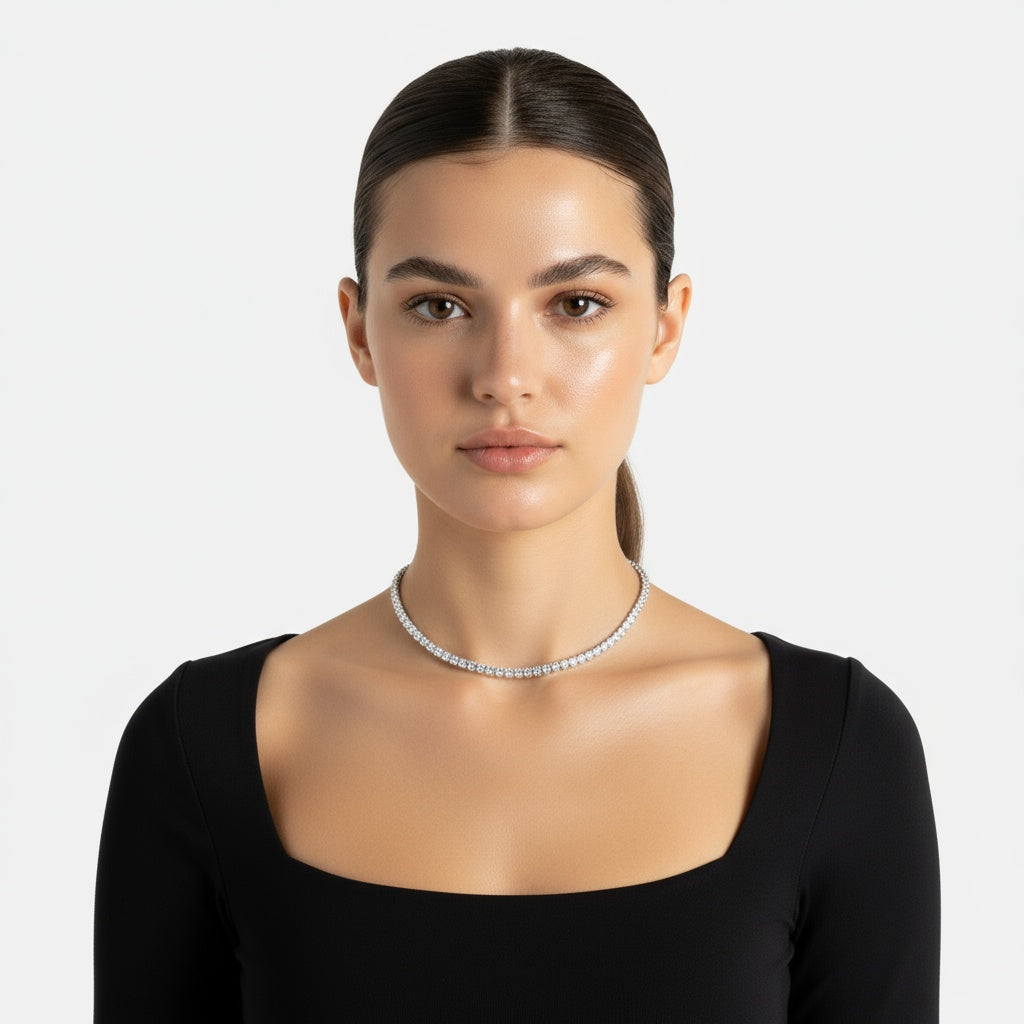 שרשרת טניס 5 מ"מ Aria - זהב לבן