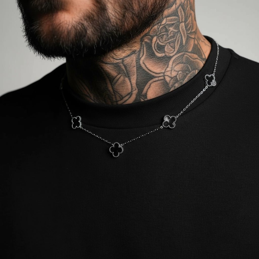Clover Necklace Silver – Black Onyx