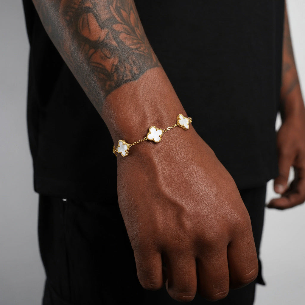 Clover Bracelet Gold – White Pearl