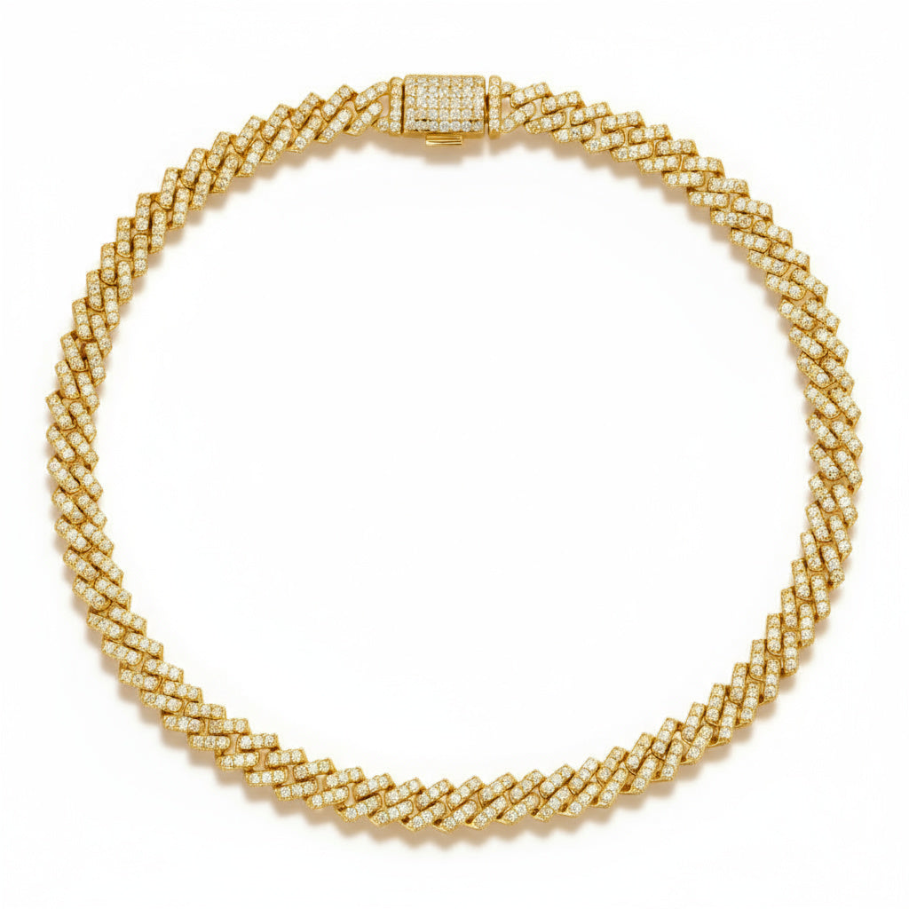 Moissanite Cuban Bracelet 5MM - Gold