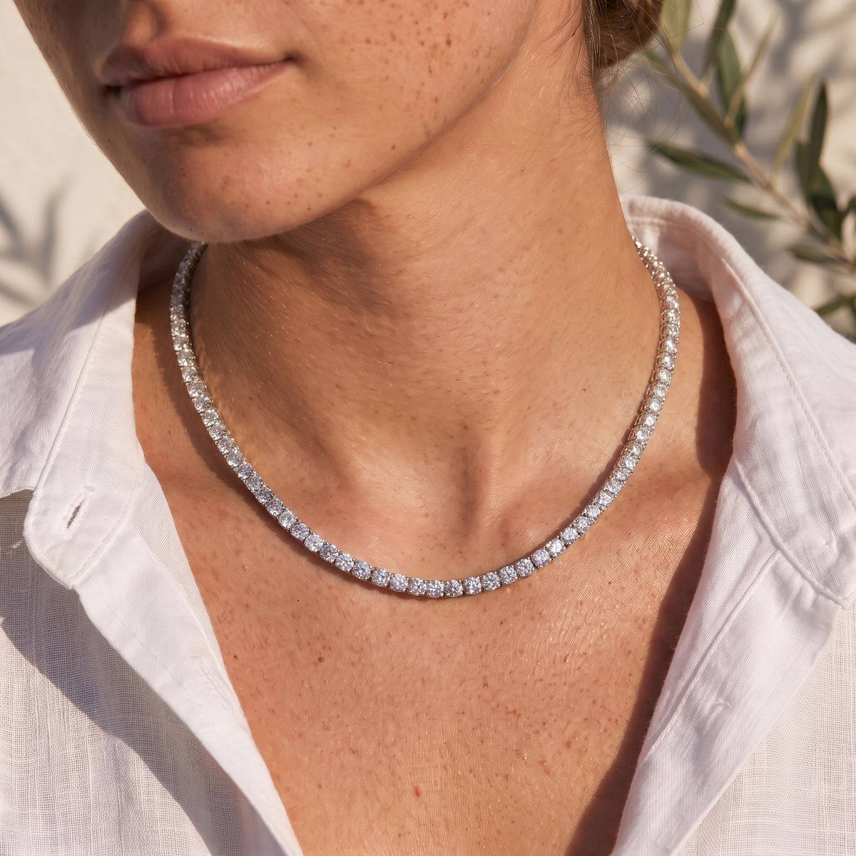 Aria Tennis Necklace 5MM - 18k White Gold