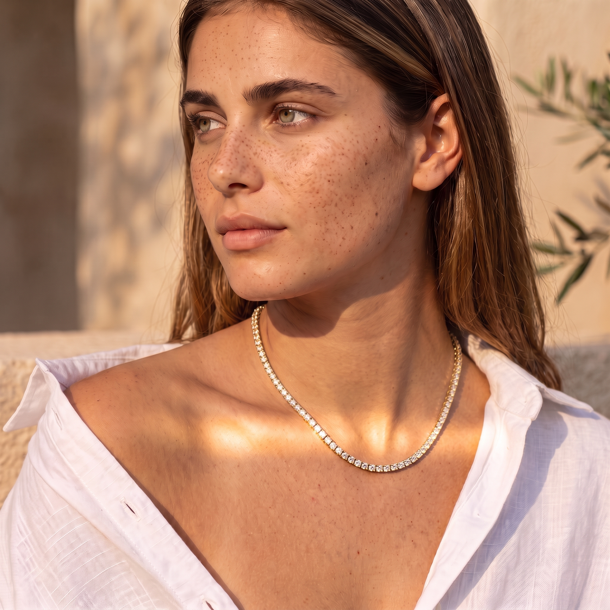 Aura Tennis Necklace 3MM - 18k Gold
