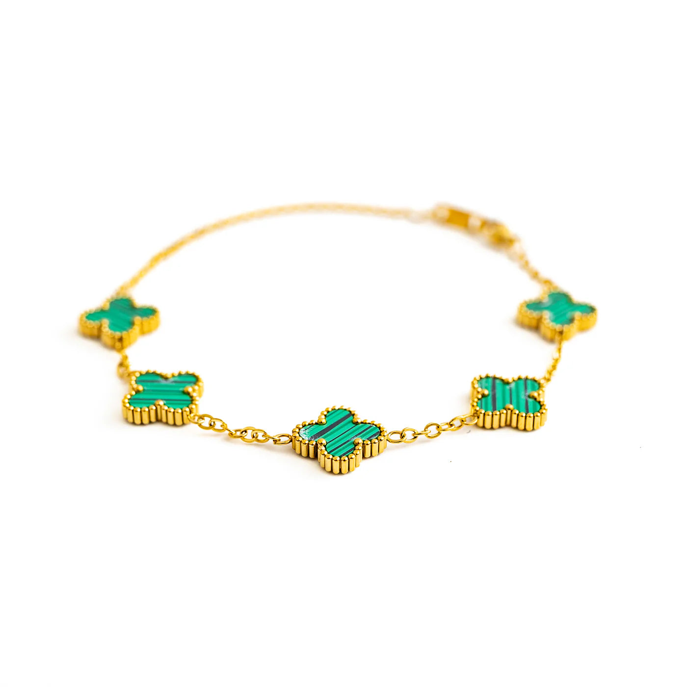 Clover Bracelet Gold – Malachite