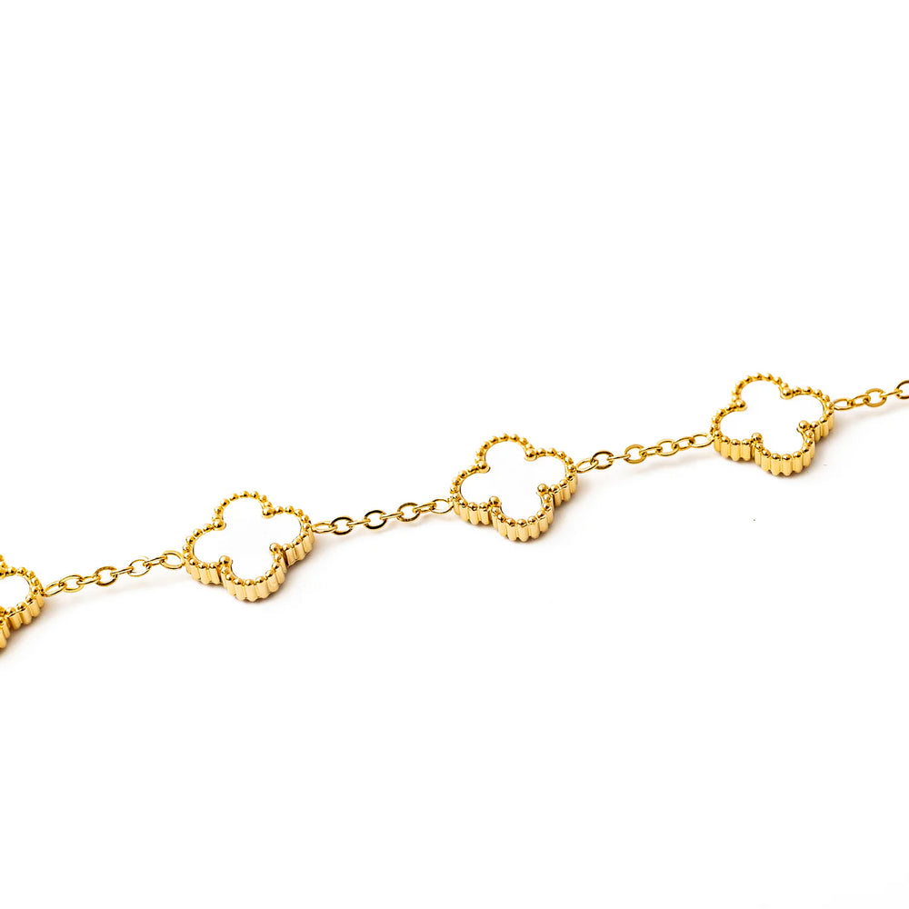 Clover Bracelet Gold – White Pearl