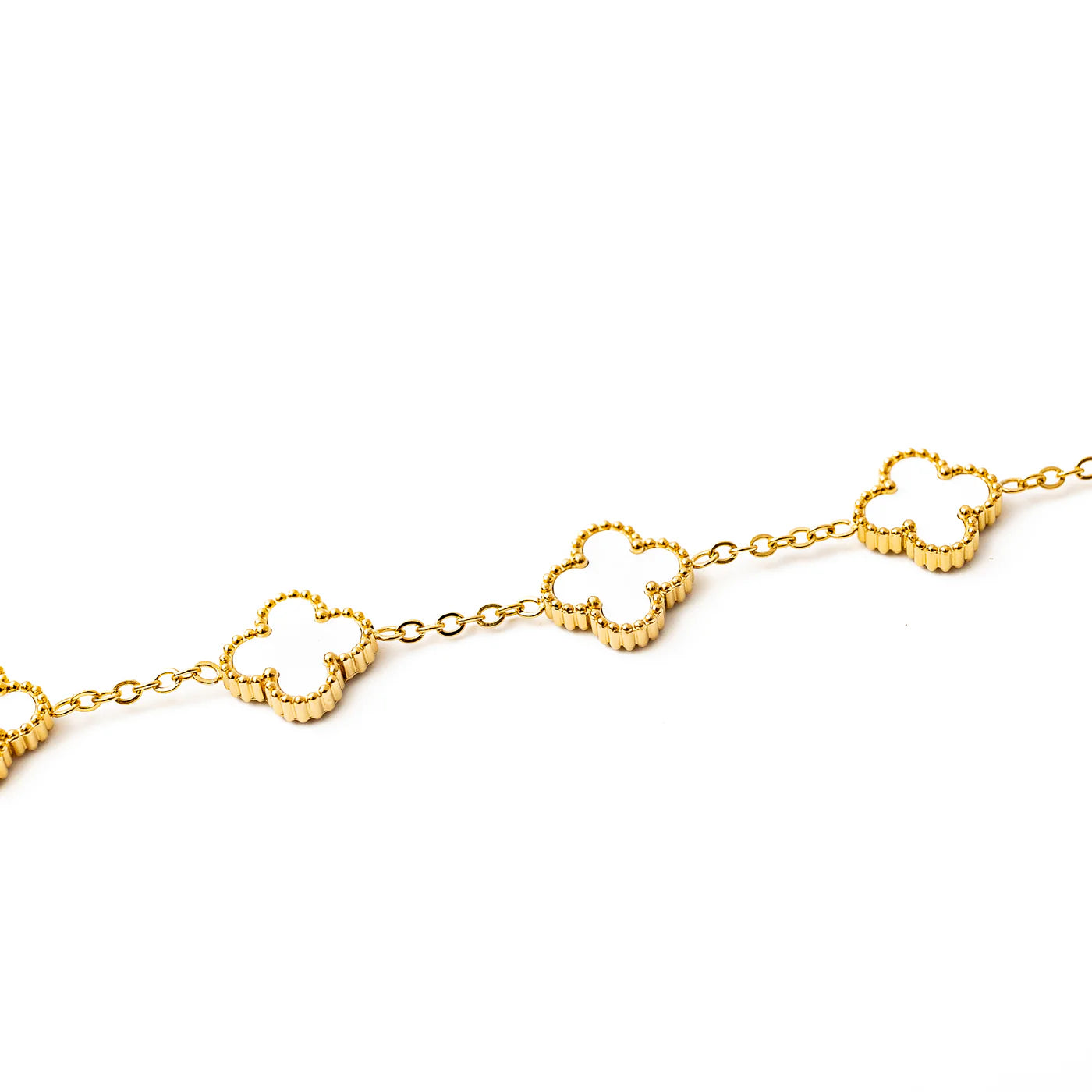 Clover Bracelet Gold – White Pearl