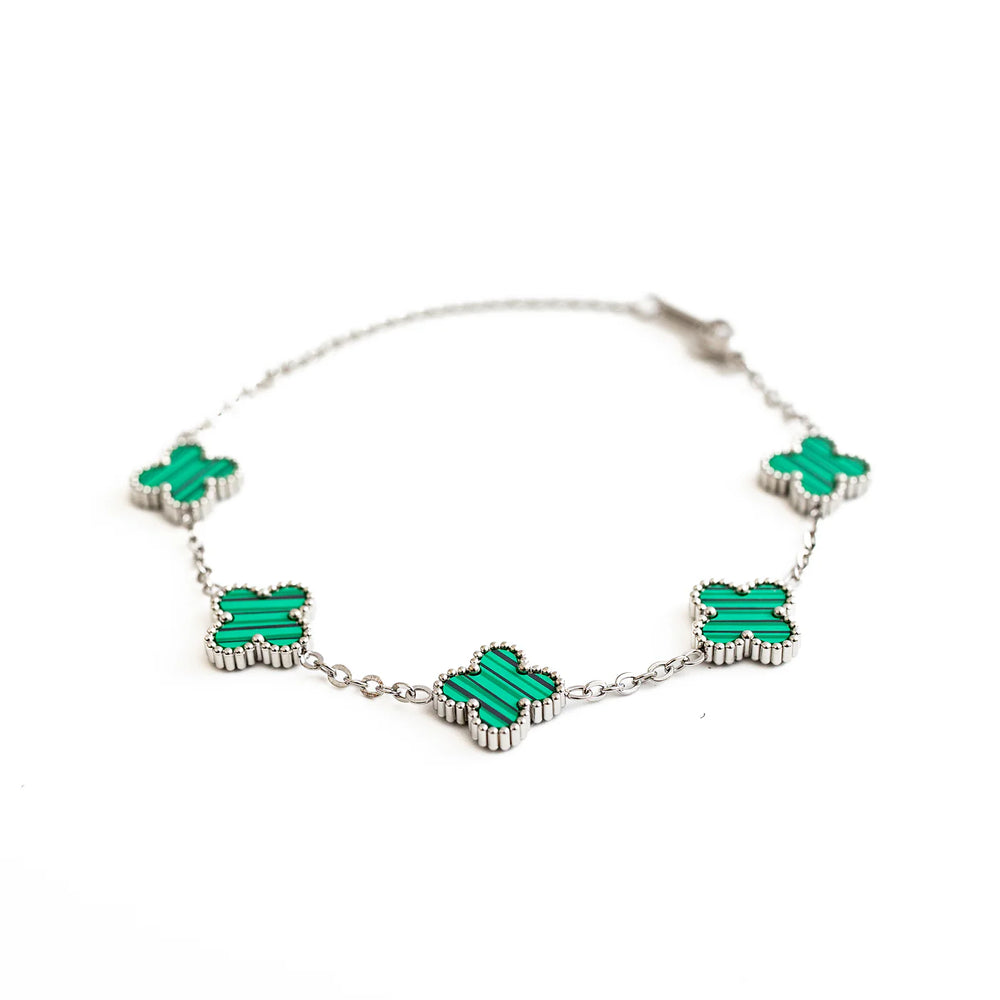 Clover Bracelet Silver – Malachite