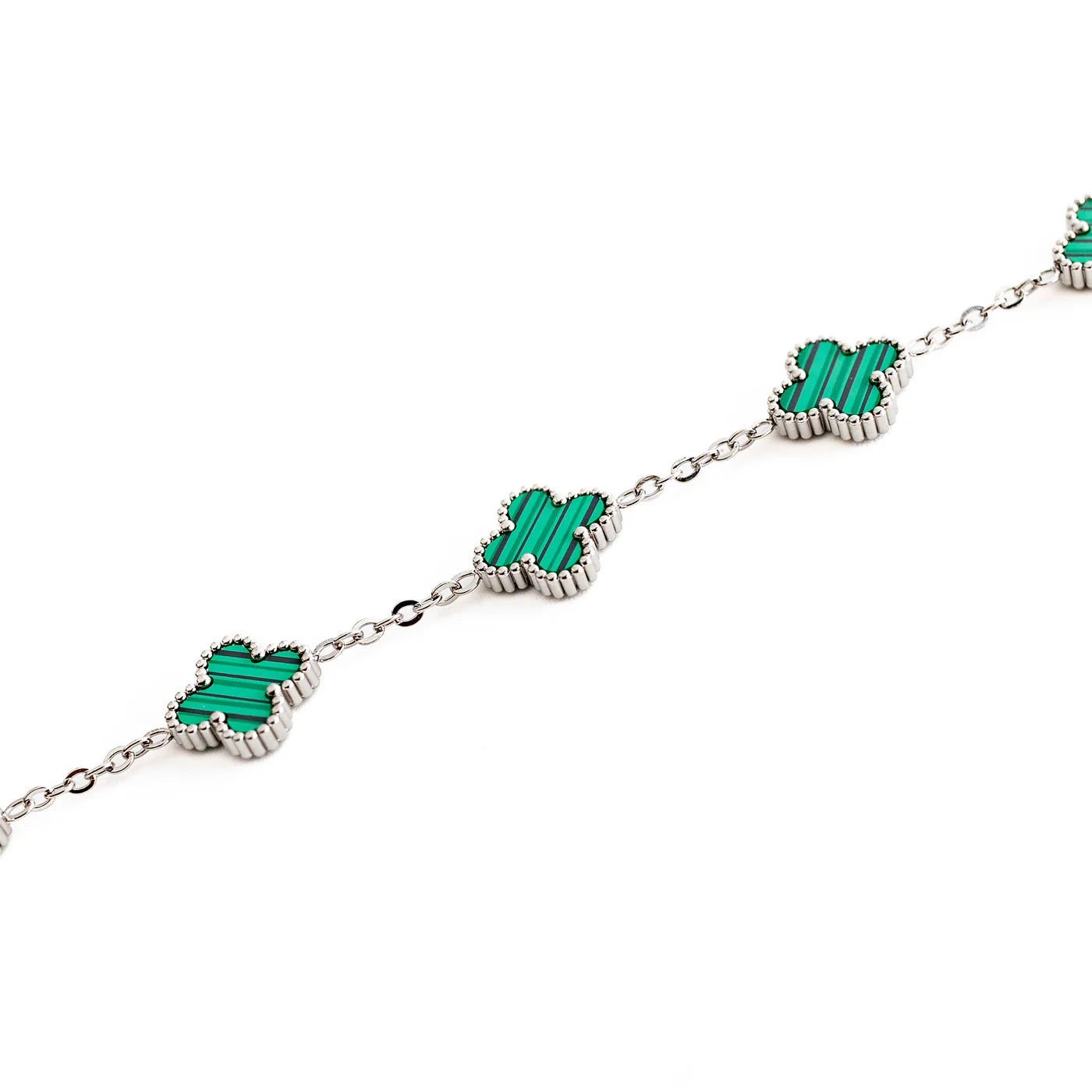 Clover Bracelet Silver – Malachite