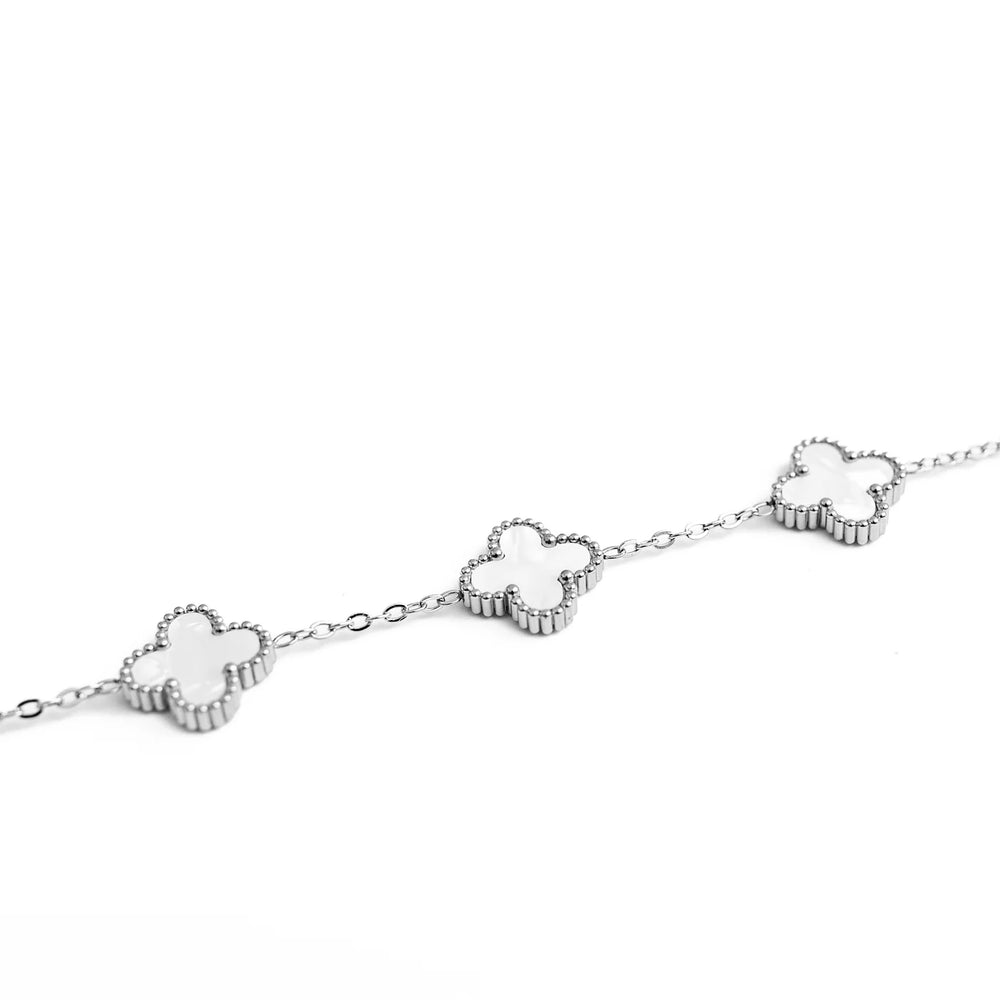 Clover Bracelet Silver – White Pearl