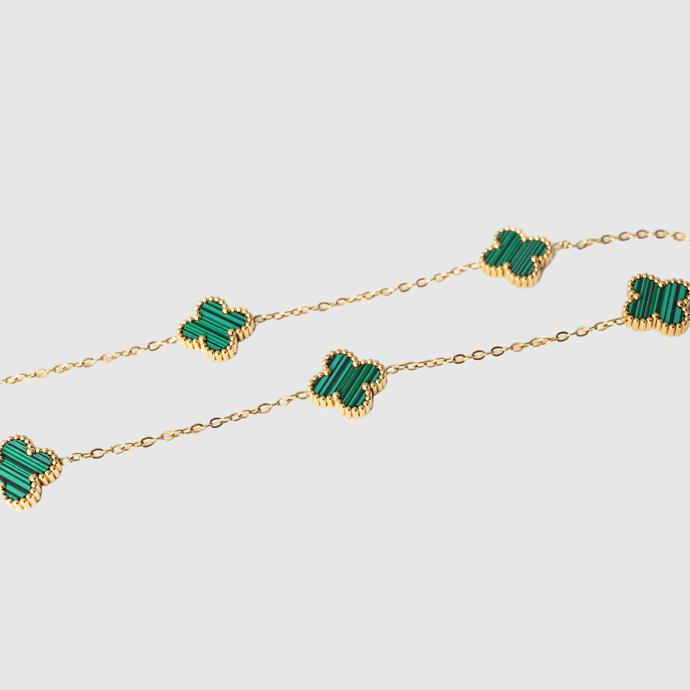 Clover Necklace Gold – Malachite