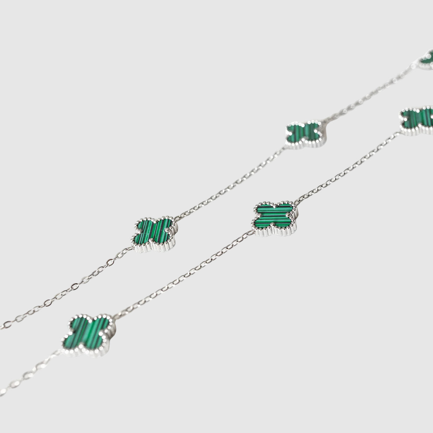 Clover Necklace Silver – Malachite