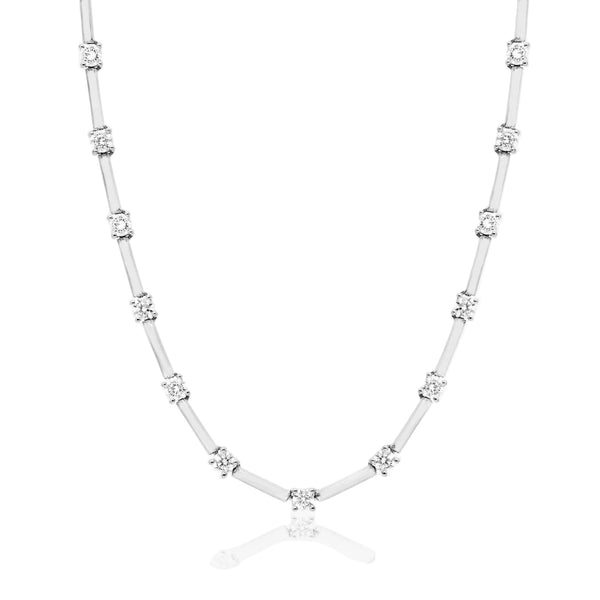 Necklace with diamonds on a white background