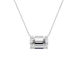 Emerald Horizontal Pendant Necklace - White Gold
