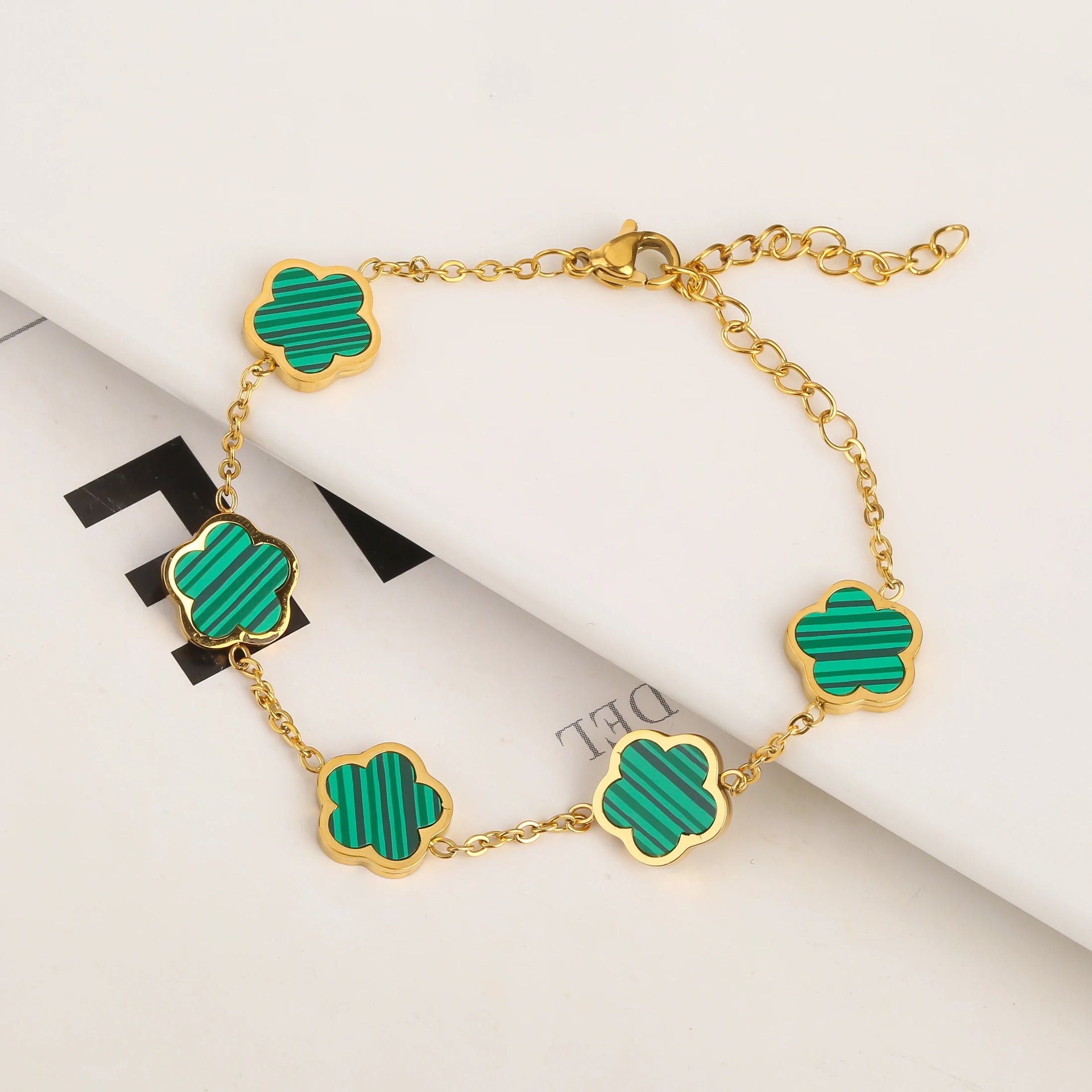 FLÔR BRACELET GOLD - CLOVER GREEN