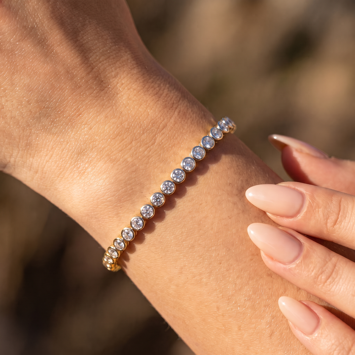 Bella Bezel Tennis Bracelet - Gold