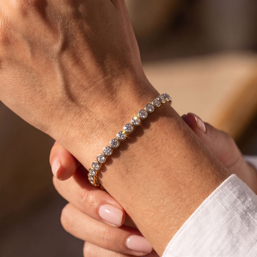 Bella Bezel Tennis Bracelet - Gold