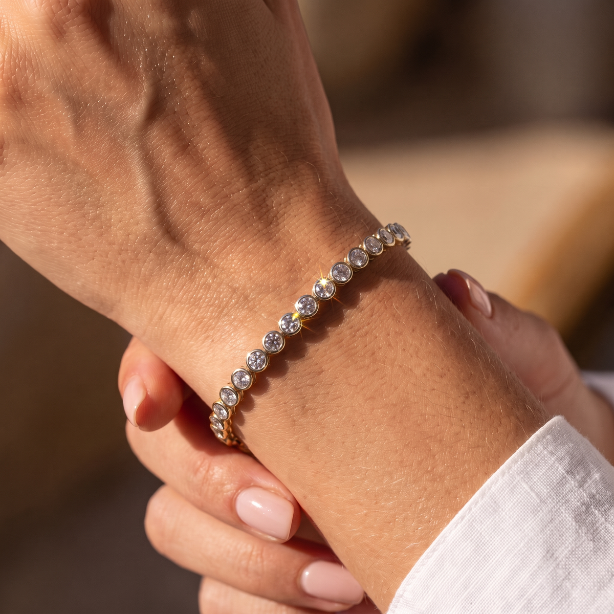 Bella Bezel Tennis Bracelet - Gold