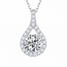 Dalia Halo Drop Pendant Necklace - White Gold