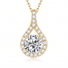 Dalia Halo Drop Pendant Necklace - Gold