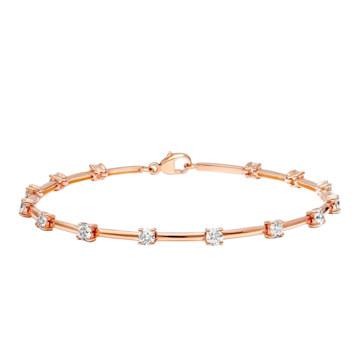 Élise Bracelet Rose Gold – 14 moissanite stones, 18K rose gold plated